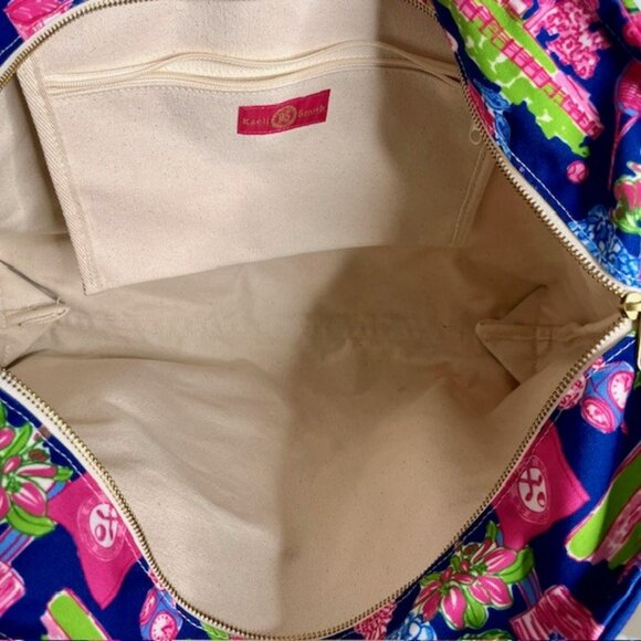 Kaeli Smith Canvas Tote Bag - Wilmington Country Club - Blue/Pink - 22x15” - Picture 7 of 10